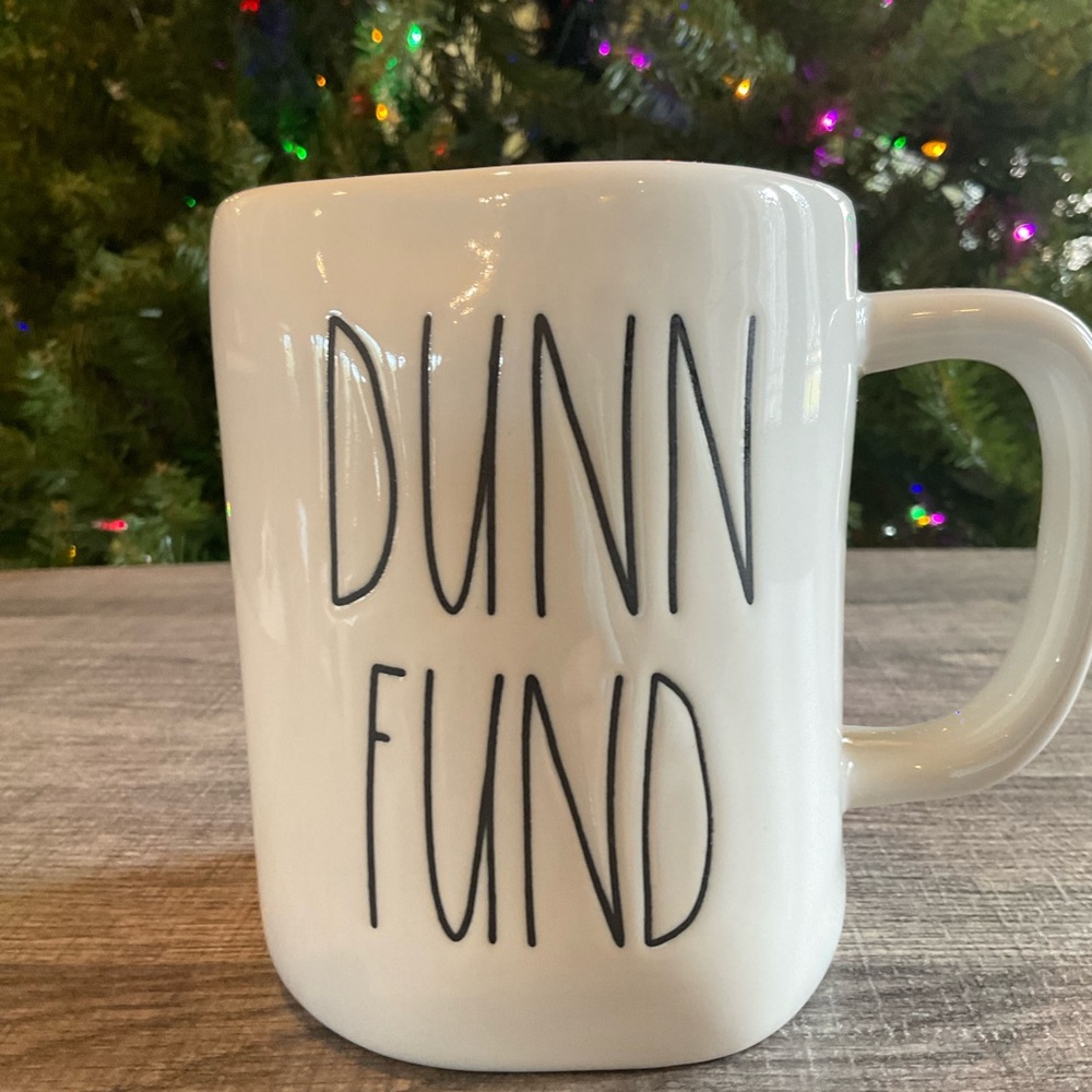 NWOT Rae Dunn Artisan Collection Ceramic White Mug | DUNN FUND Black Lettering
